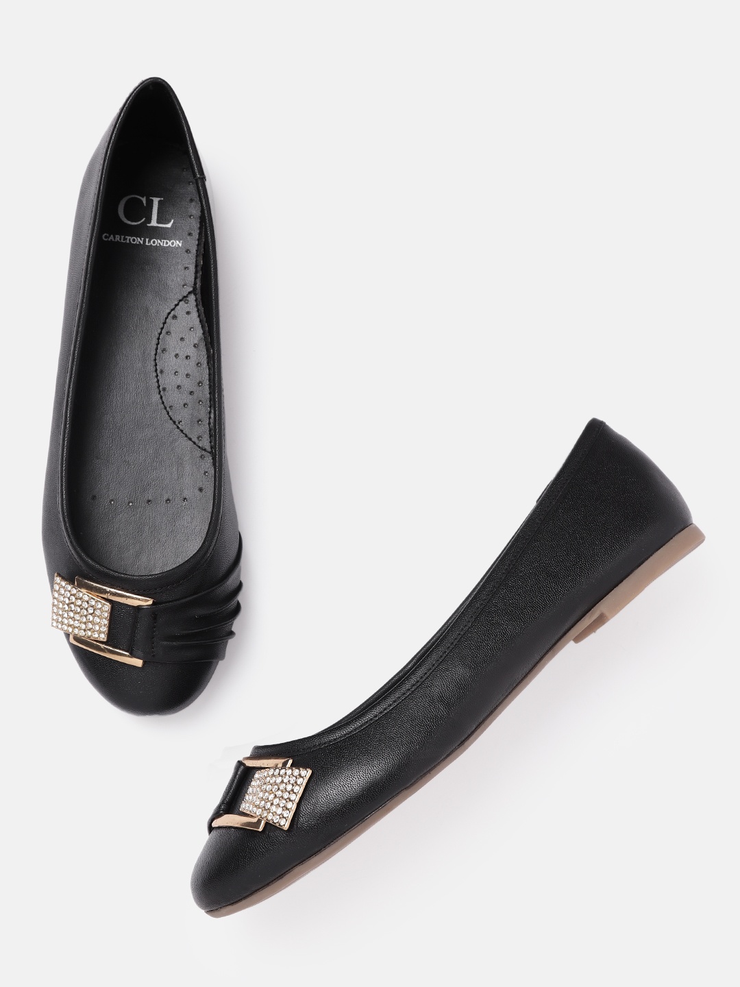 

Carlton London Women Black Solid Ballerinas with Embellished Detail