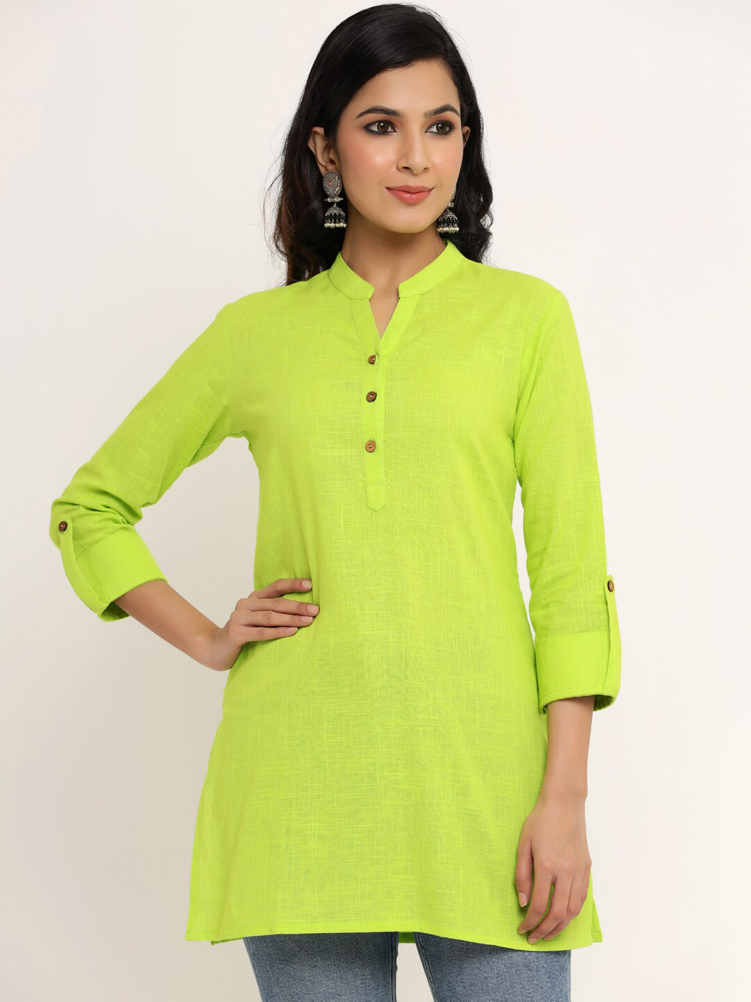 

Aprique FAB Lime Green Solid Straight Kurti