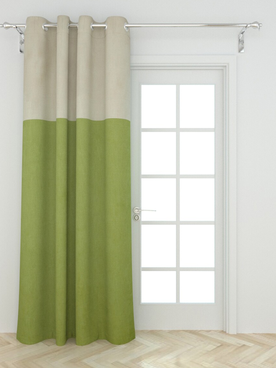 

Home Centre Green & Cream-Coloured Colourblocked Single Black Out Door Curtain