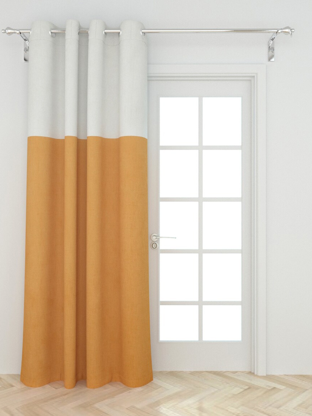 

Home Centre Orange & White Colourblocked Door Curtain