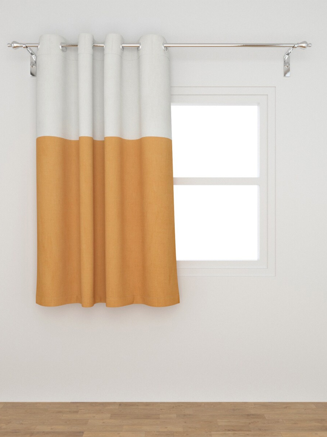 

Home Centre Orange & Off White Colourblocked Window Curtain