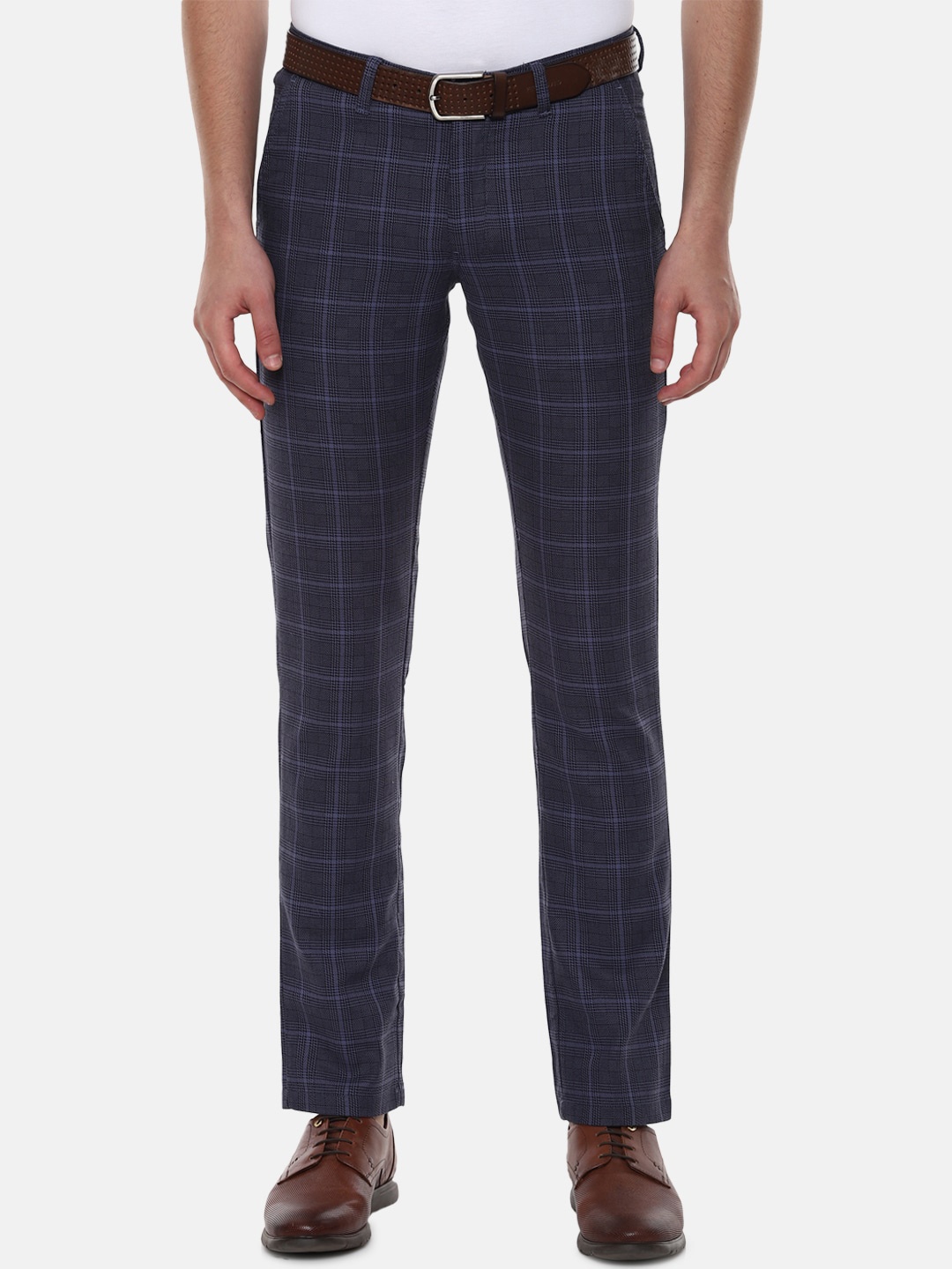 

Van Heusen Sport Men Navy Blue Checked Slim Fit Formal Trousers