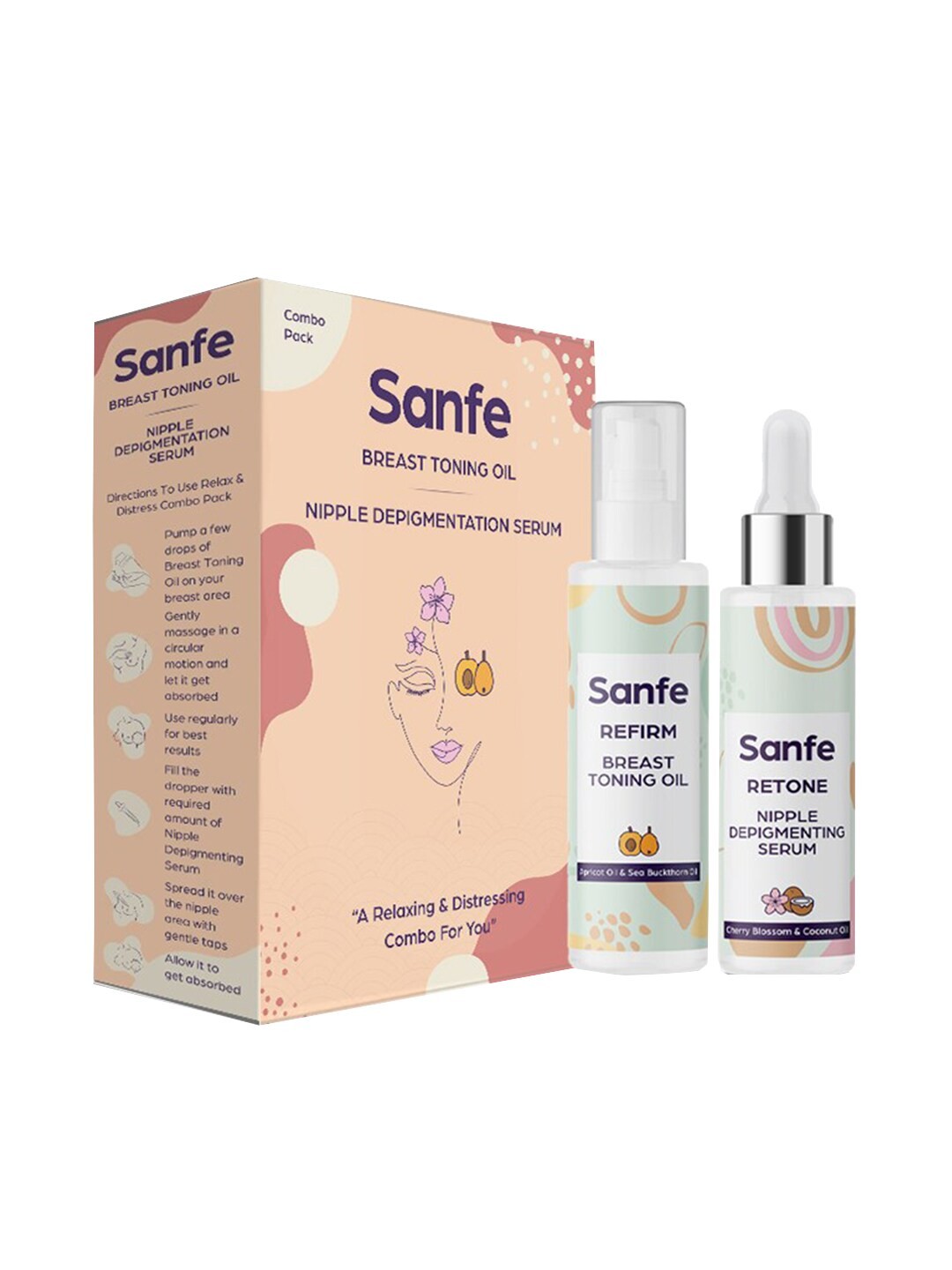 

Sanfe Set of Sea Buckthorn Breast Toning Oil & Depigmenting Serum, Coral