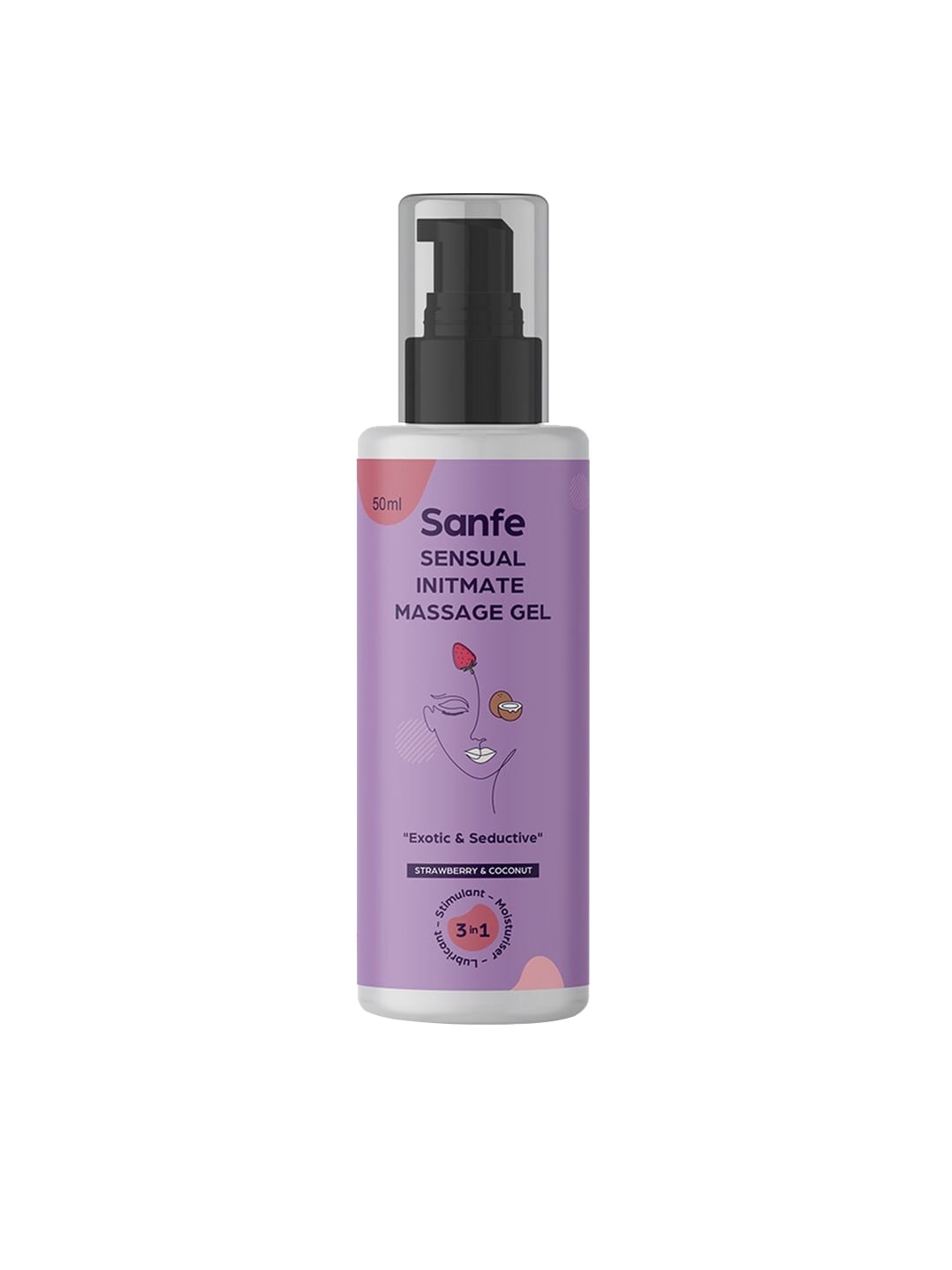 

Sanfe Sensual Intimate Massage Gel with Strawberry & Coconut Extracts - 50ml, Purple