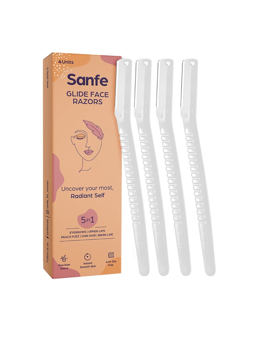 

Sanfe Set of 4 Glide Face Razor, Coral