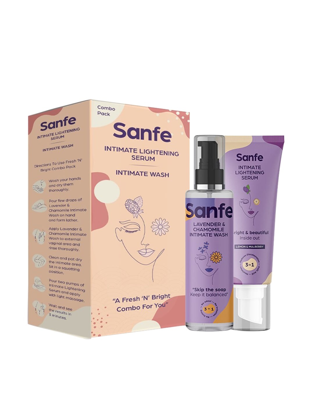 

Sanfe Set of Intimate Wash & Lightening Serum, Coral