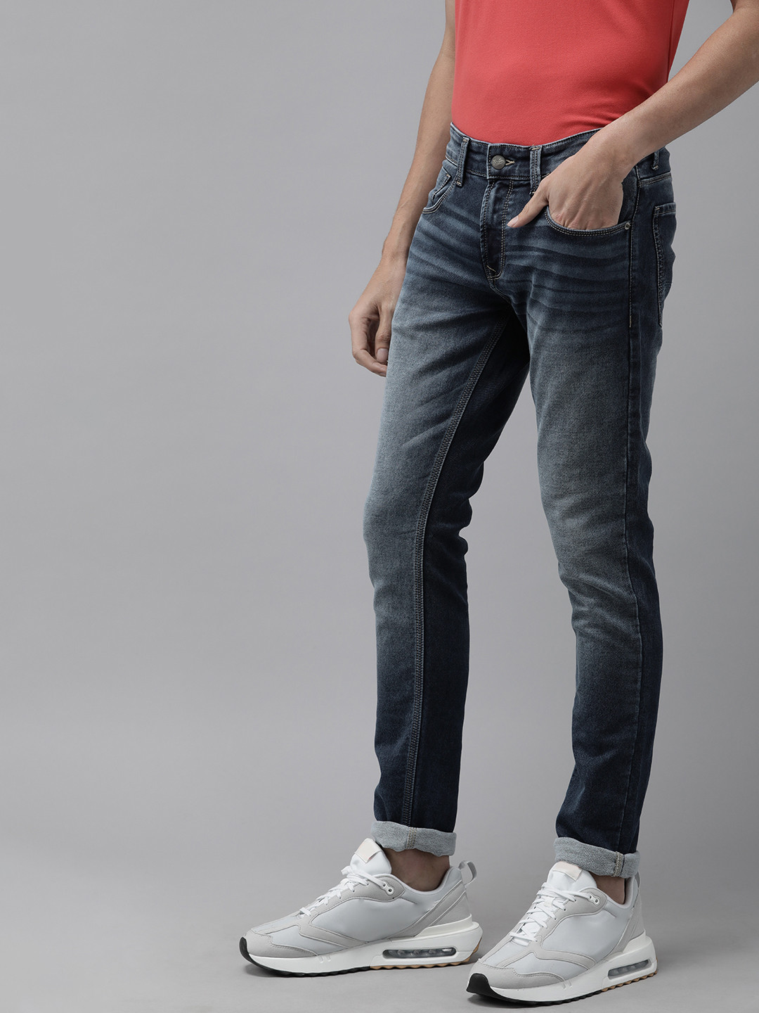 

SPYKAR Men Blue Skinny Fit Low-Rise Heavy Fade Stretchable Jeans