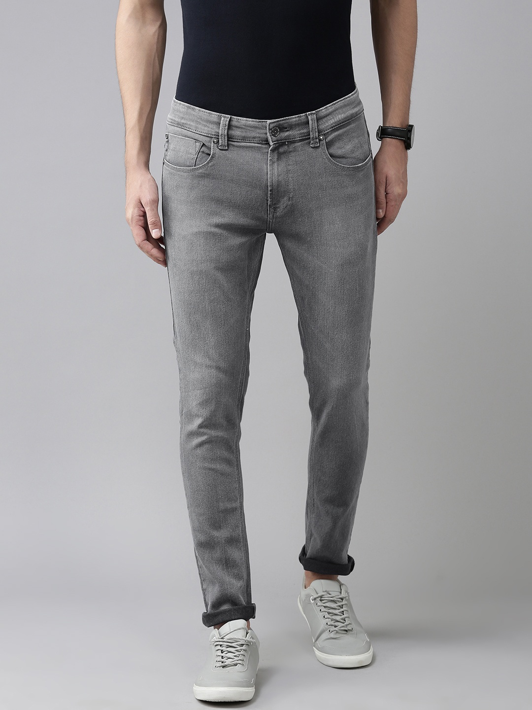 

SPYKAR Men Grey Super Skinny Fit Low-Rise Light Fade Stretchable Jeans