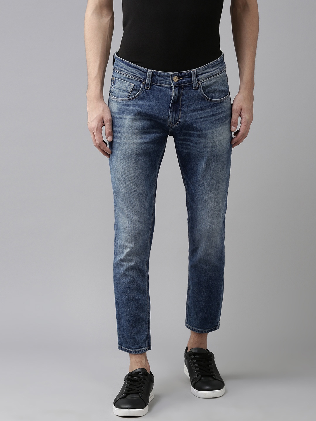 

SPYKAR Men Blue Kano Slim Fit Low-Rise Light Fade Cropped Stretchable Jeans