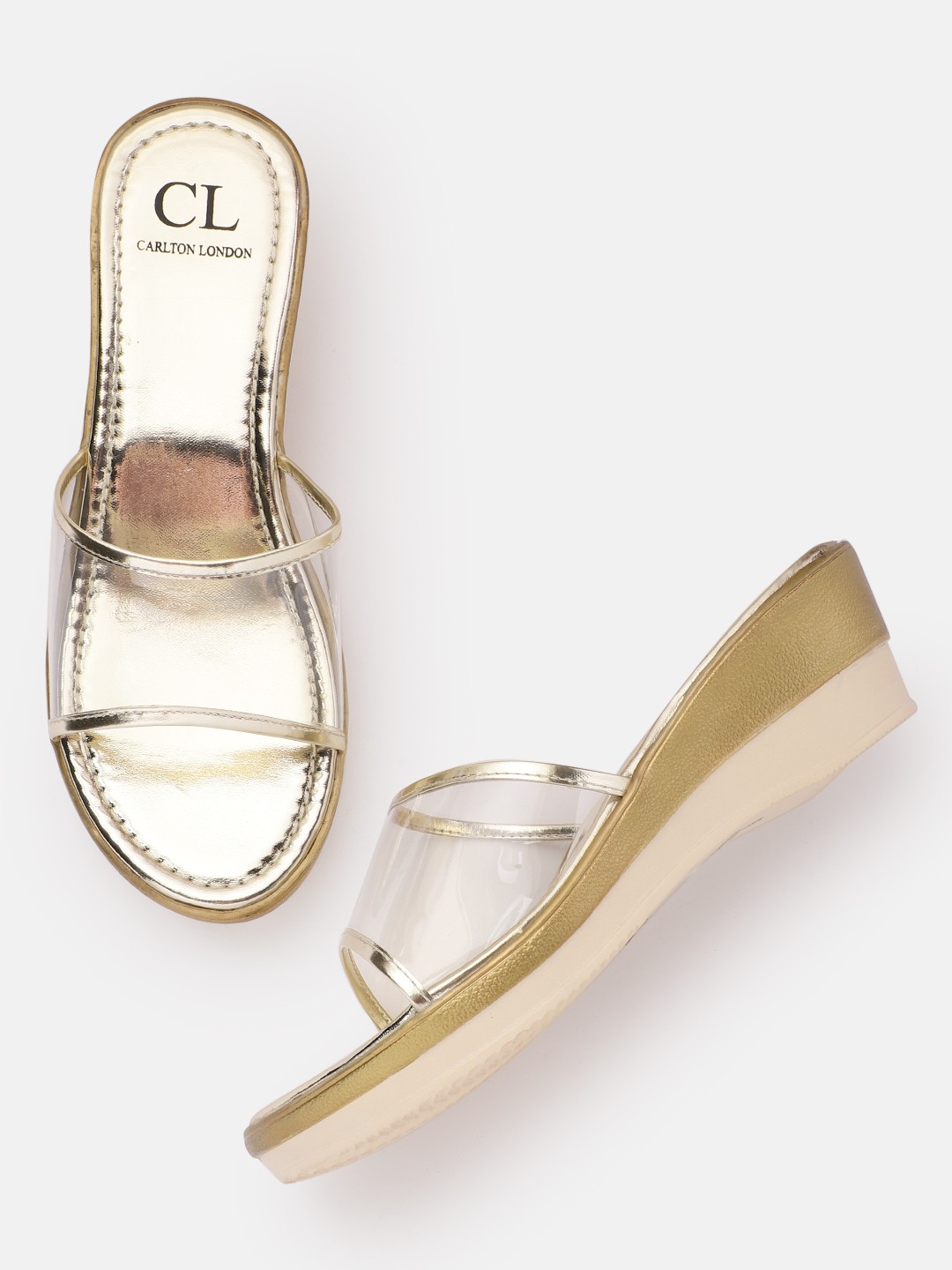 

Carlton London Transparent & Gold-Toned Clear Wedges