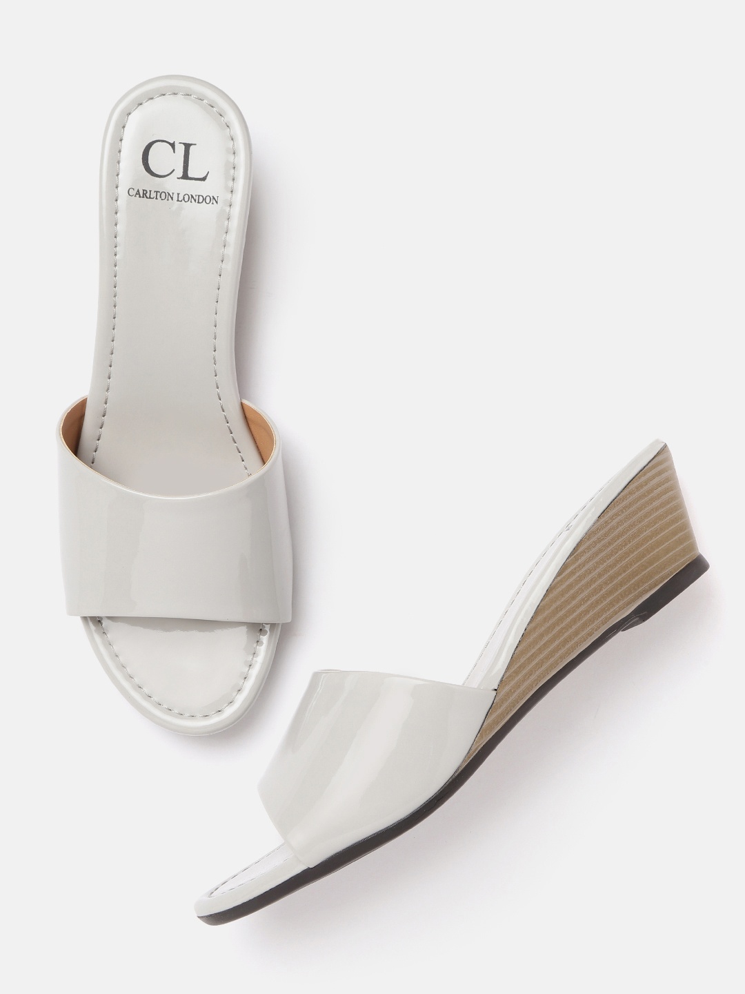 

Carlton London Grey Solid Glossy Finish Wedges