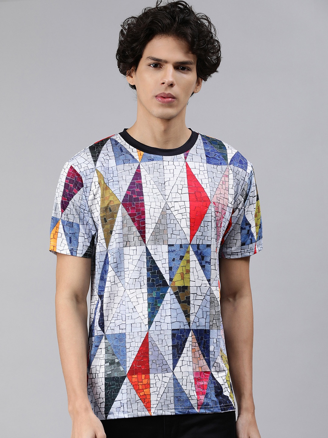 

mezmoda Men Multicoloured Printed Dry-Fit T-shirt, Multi