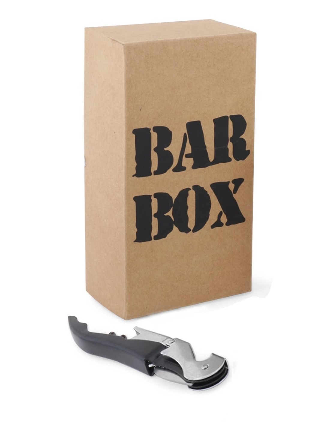 

BAR BOX Silver-Toned & Black Corkscrews Wine Opener
