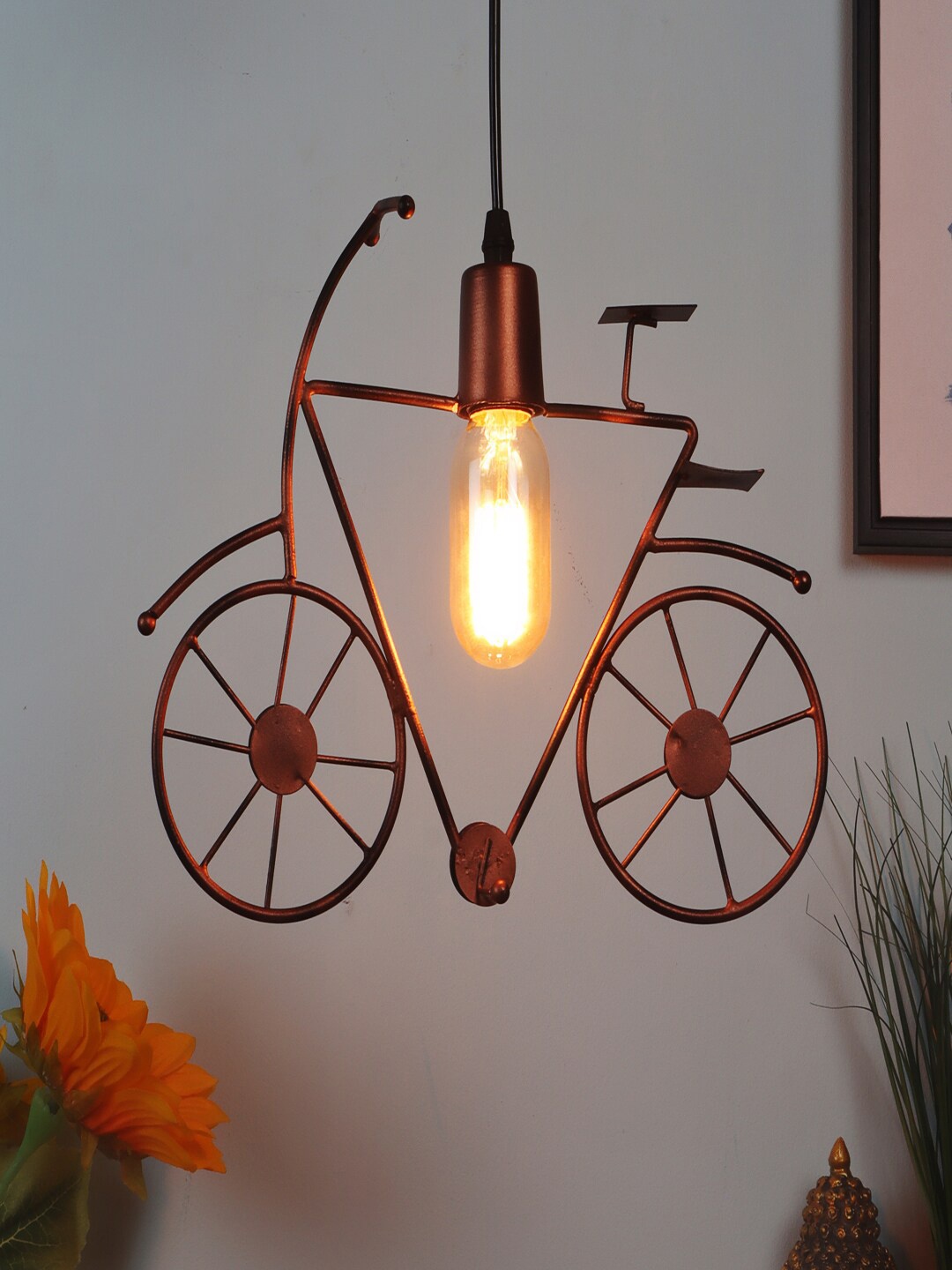 

MFD HOME FURNISHING Copper-Toned & Gold-Toned Iron Quirky Hanging Light