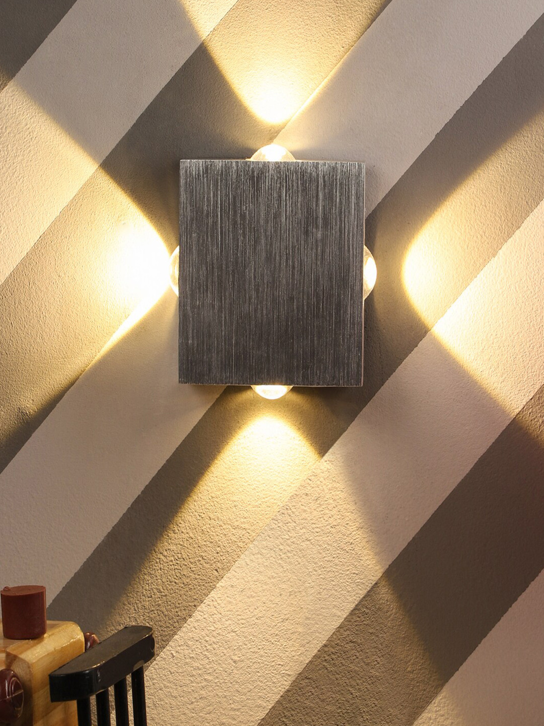 

MFD HOME FURNISHING Silver-Toned Iron Contemporary Flush Mount Wall Lamp