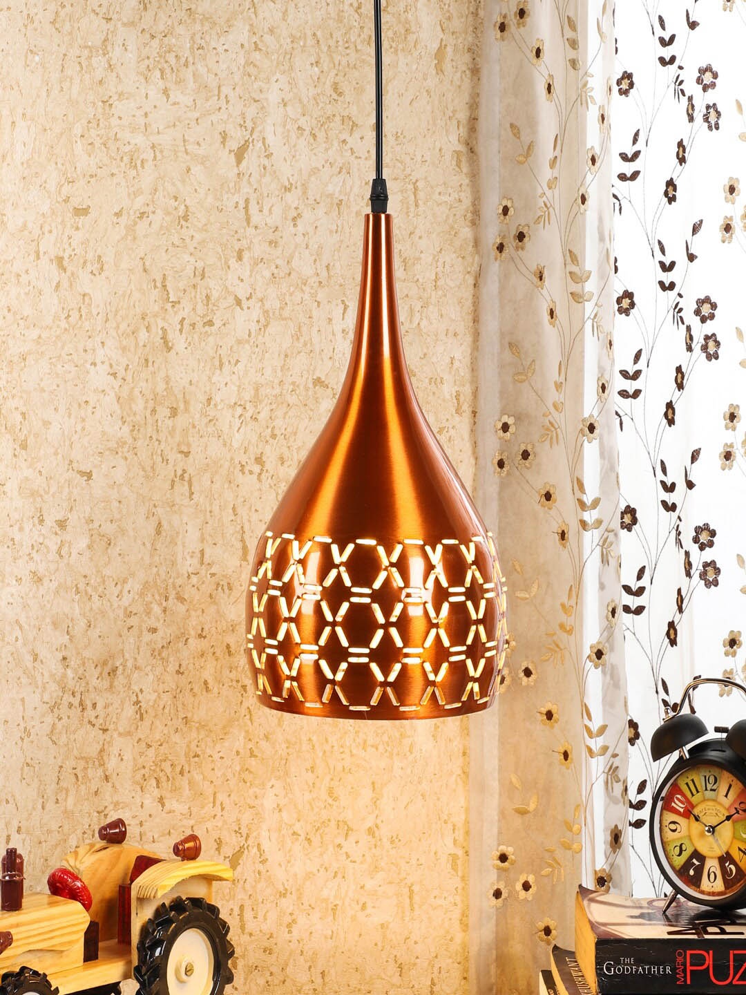 

MFD HOME FURNISHING Copper-Toned Aluminium Quirky Hanging Light