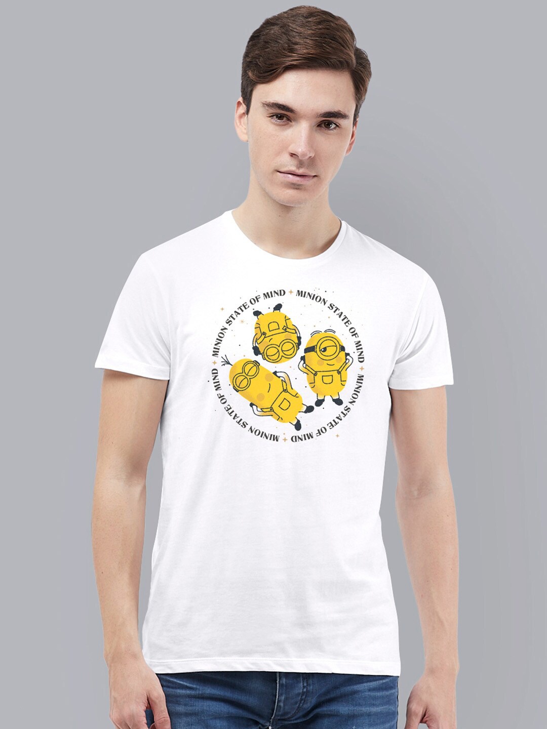 

Free Authority Men White Minions Printed T-shirt