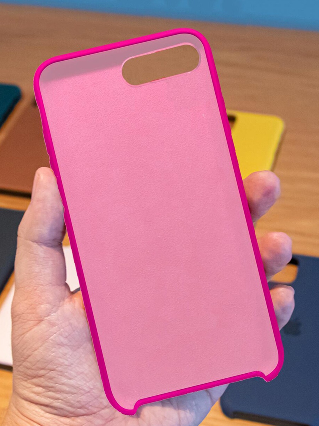 

macmerise Fuchsia Pink Solid Silicone iPhone 7 Plus Back Case