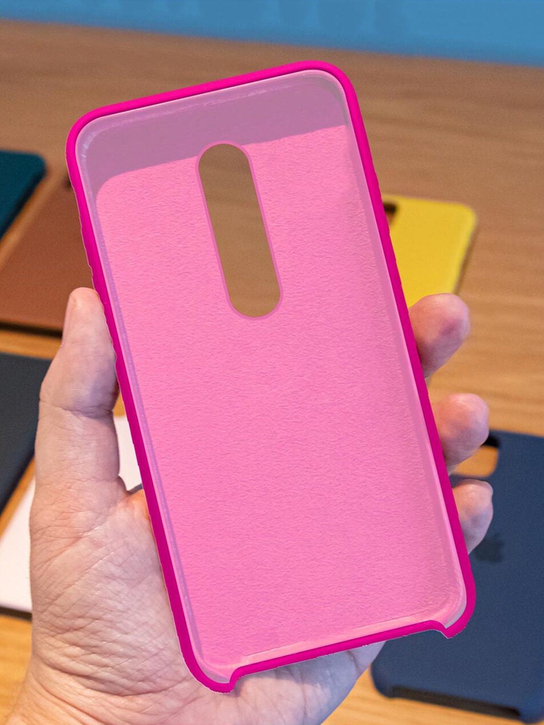 

macmerise Pink Solid Silicone OnePlus 7 Pro Back Case
