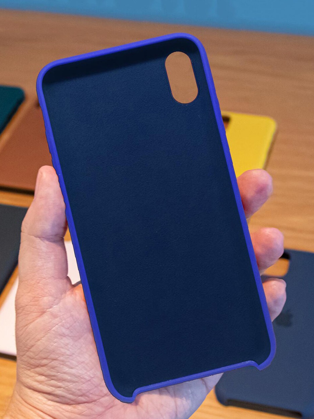 

macmerise Blue Solid Silicone iPhone X Back Case
