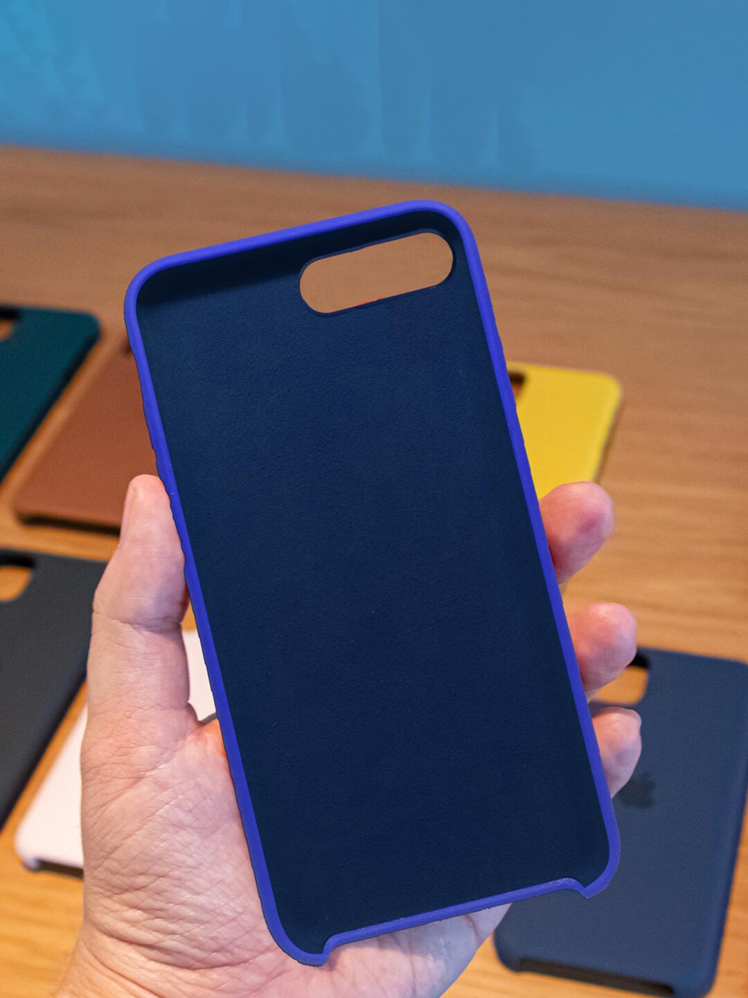 

macmerise Blue Solid Silicone iPhone 7 Plus Back Case