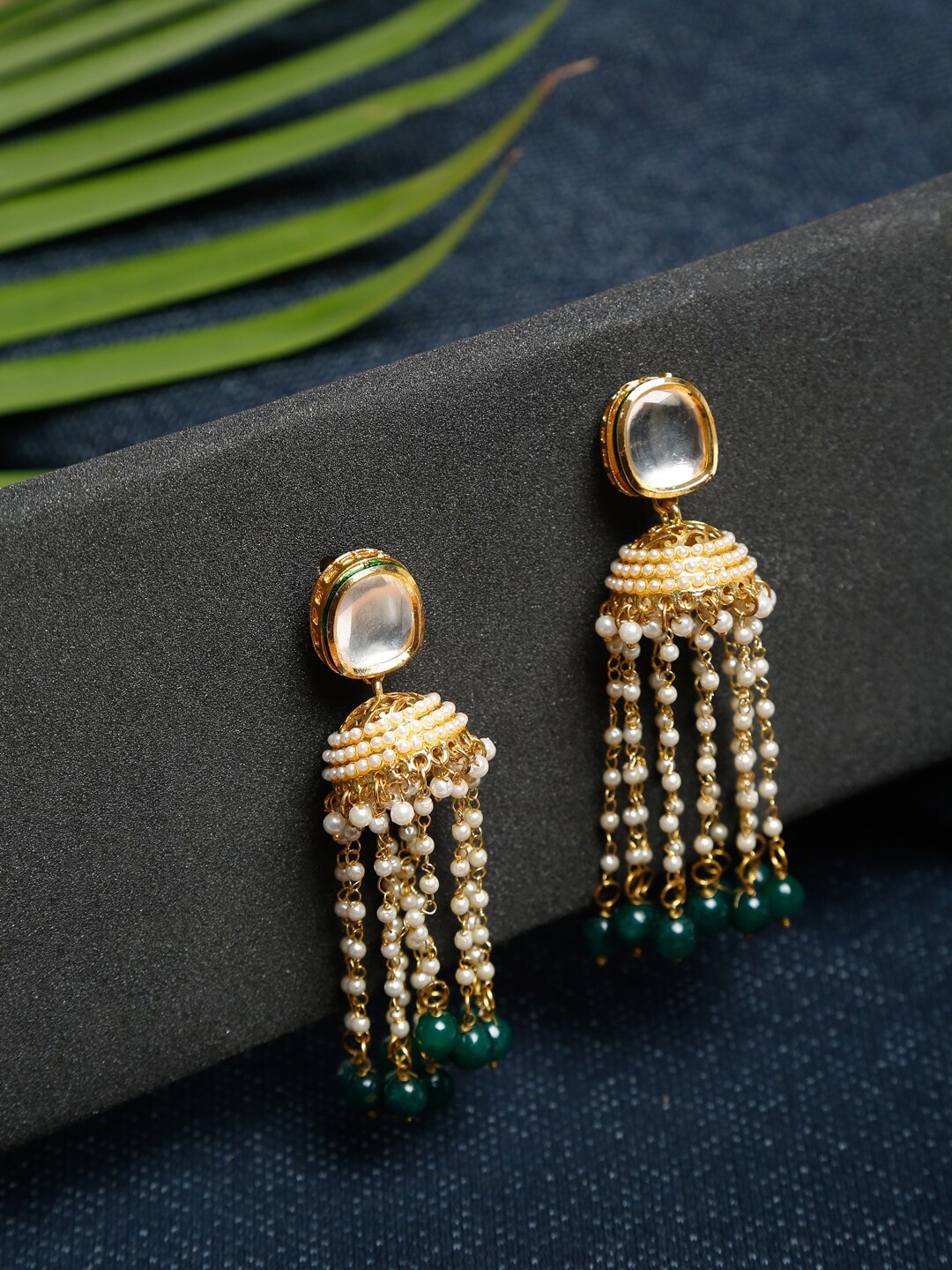 

Ruby Raang Gold-Toned Classic Jhumkas Earrings