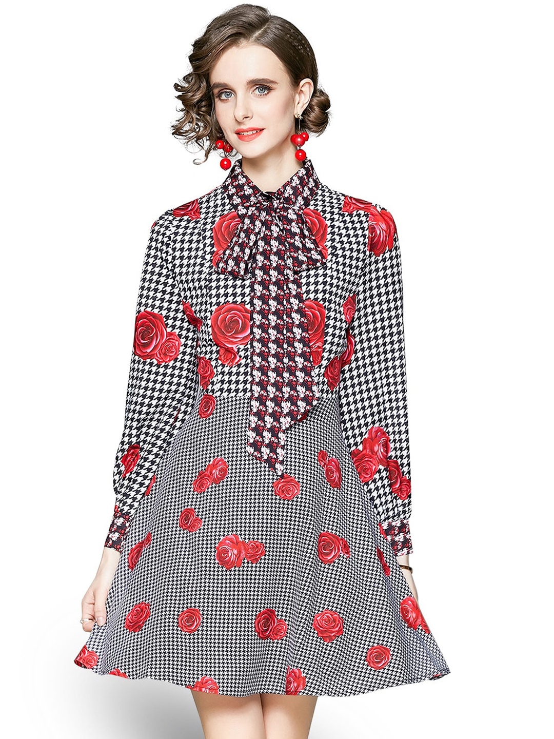

JC Collection Women Black & Red A-Line Dress