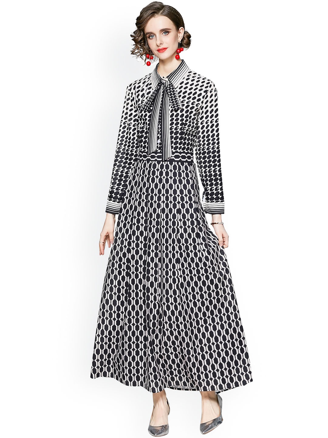 

JC Collection Black & White Printed Maxi Dress