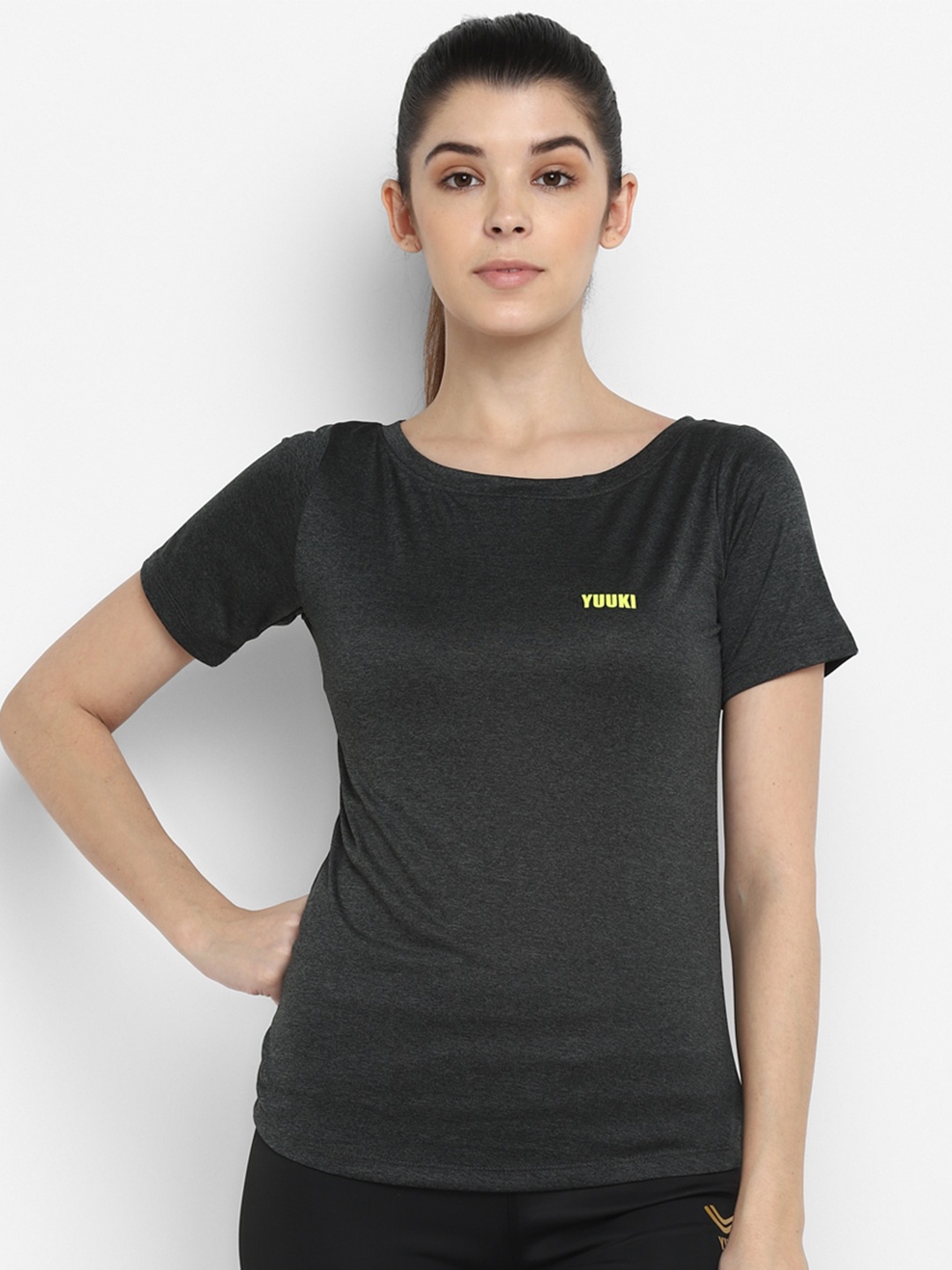 

Yuuki Women Black Slim Fit T-shirt