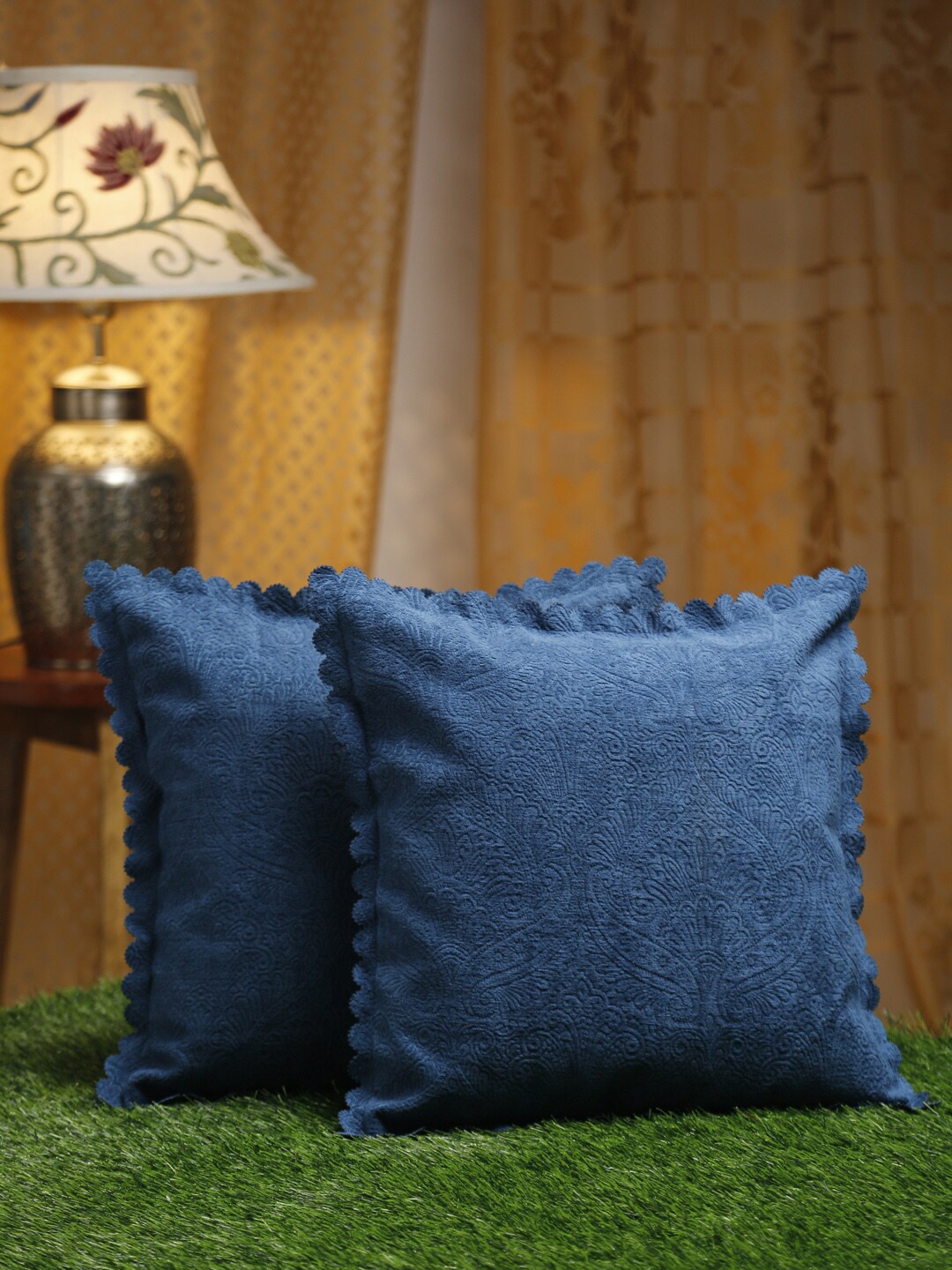 

HOSTA HOMES Blue Set of 2 Ethnic Motifs Velvet Square Cushion Covers