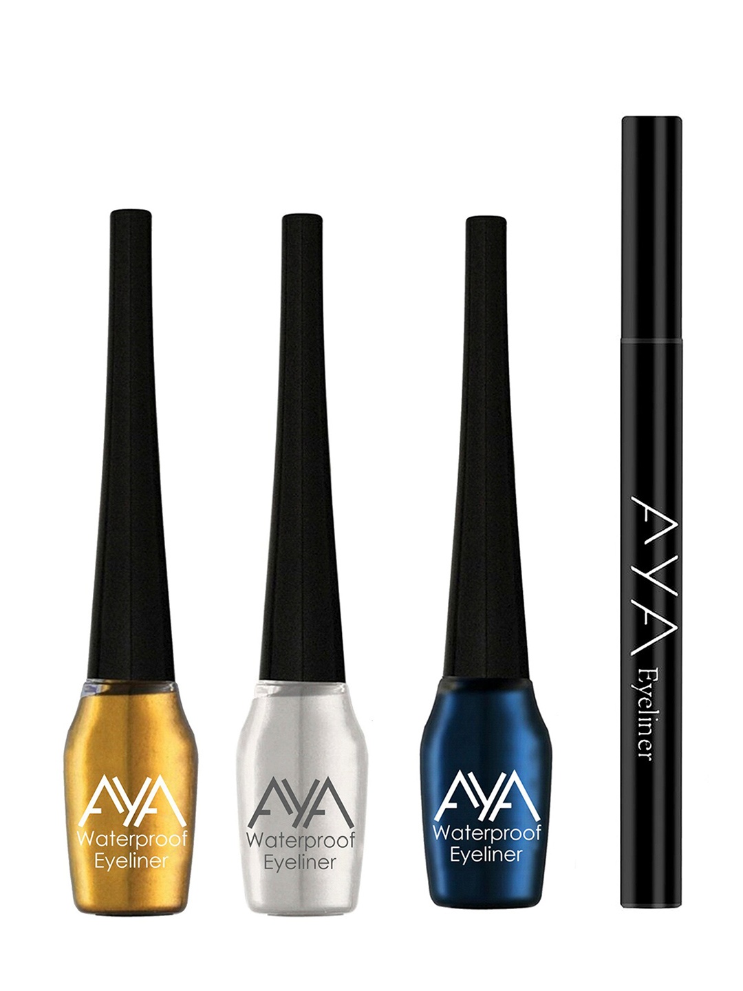 

AYA Set of 4 Waterproof Pen Eyeliner & Liquid Eyeliner, Multi