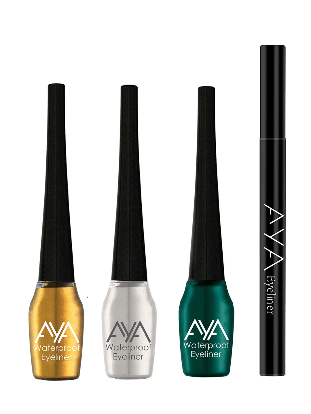 

AYA Set of 4 Waterproof Pen Eyeliner & Liquid Eyeliner, Multi