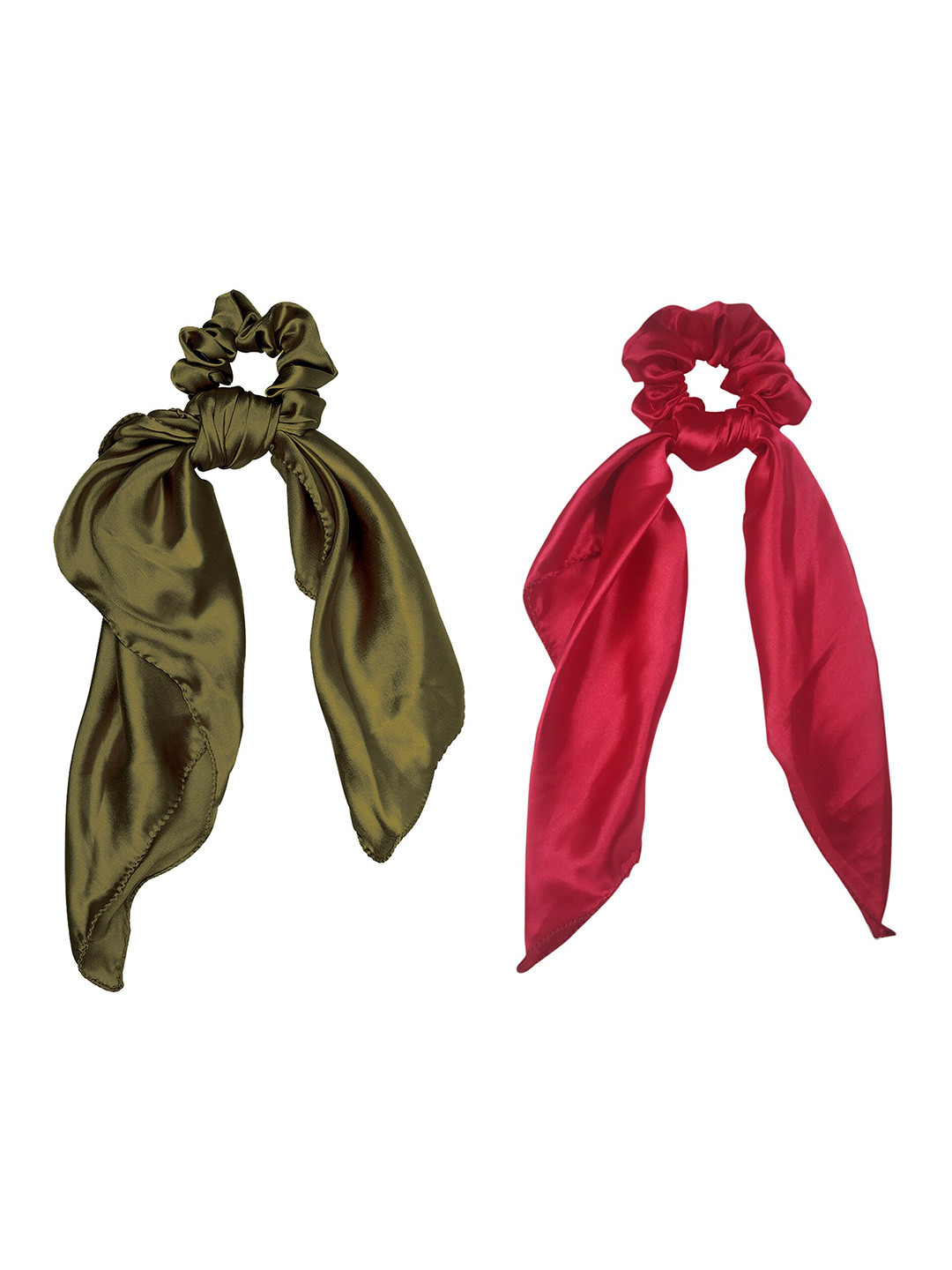 

ONE on ONE Women Olive Green & Red Set of 2 Ponytail Holders