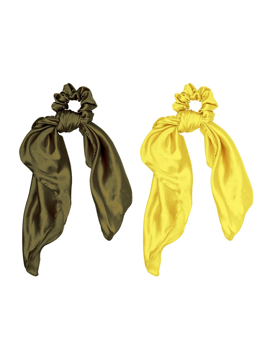 

ONE on ONE Women Olive Green & Yellow Set of 2 Ponytail Holders