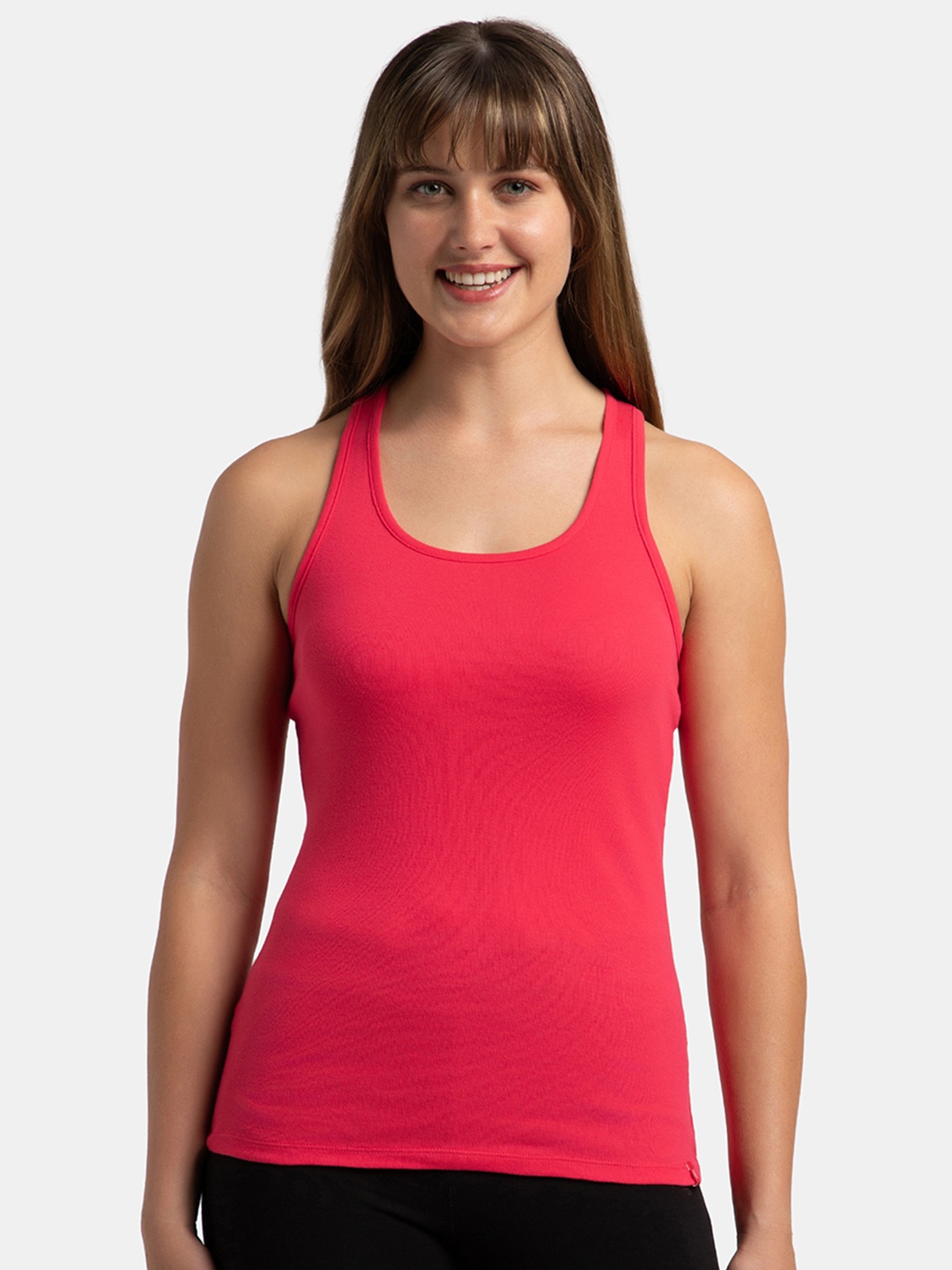 

Jockey Super Combed Cotton Rib Fabric Slim Fit Solid Racerback Styled Tank Top -1467, Fuchsia