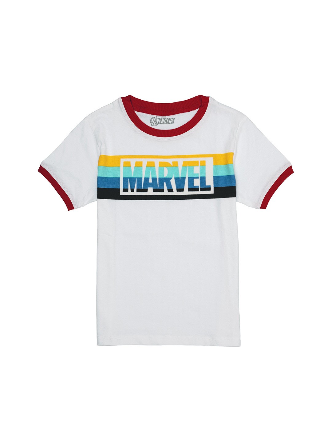 

Marvel Boys White Yellow Marvel Brand Logo Printed Cotton Pure Cotton T-shirt