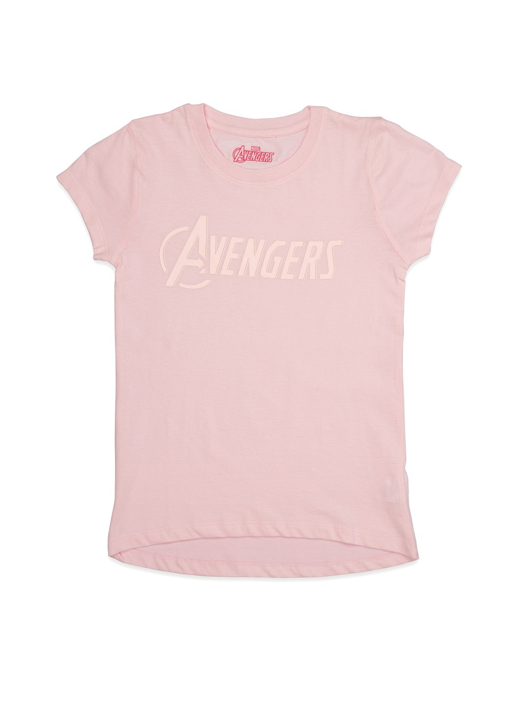 

Marvel Girls Pink Avengers Typography Printed Sleeves Cotton Pure Cotton T-shirt