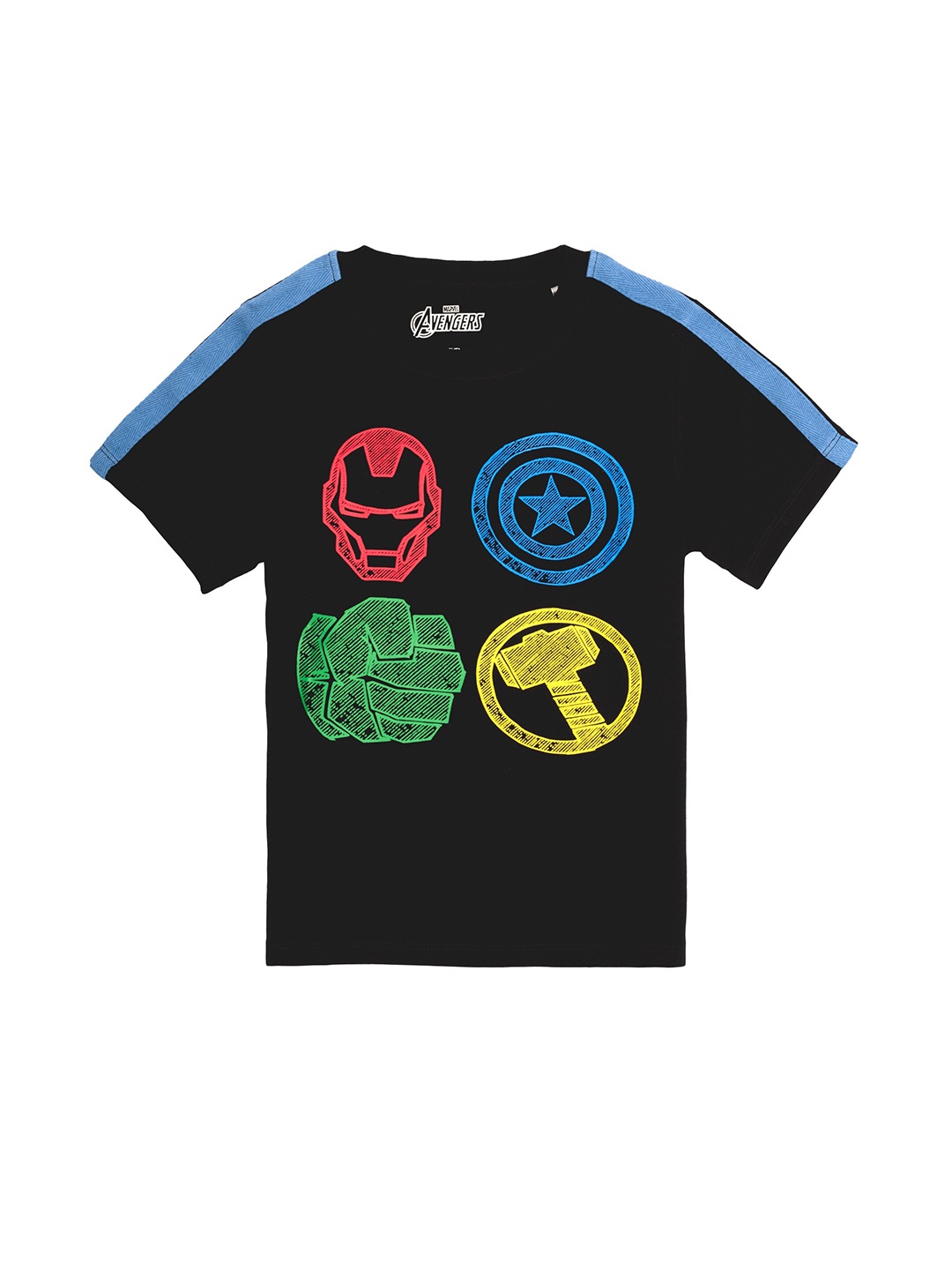 

Marvel Boys Black Printed Applique T-shirt