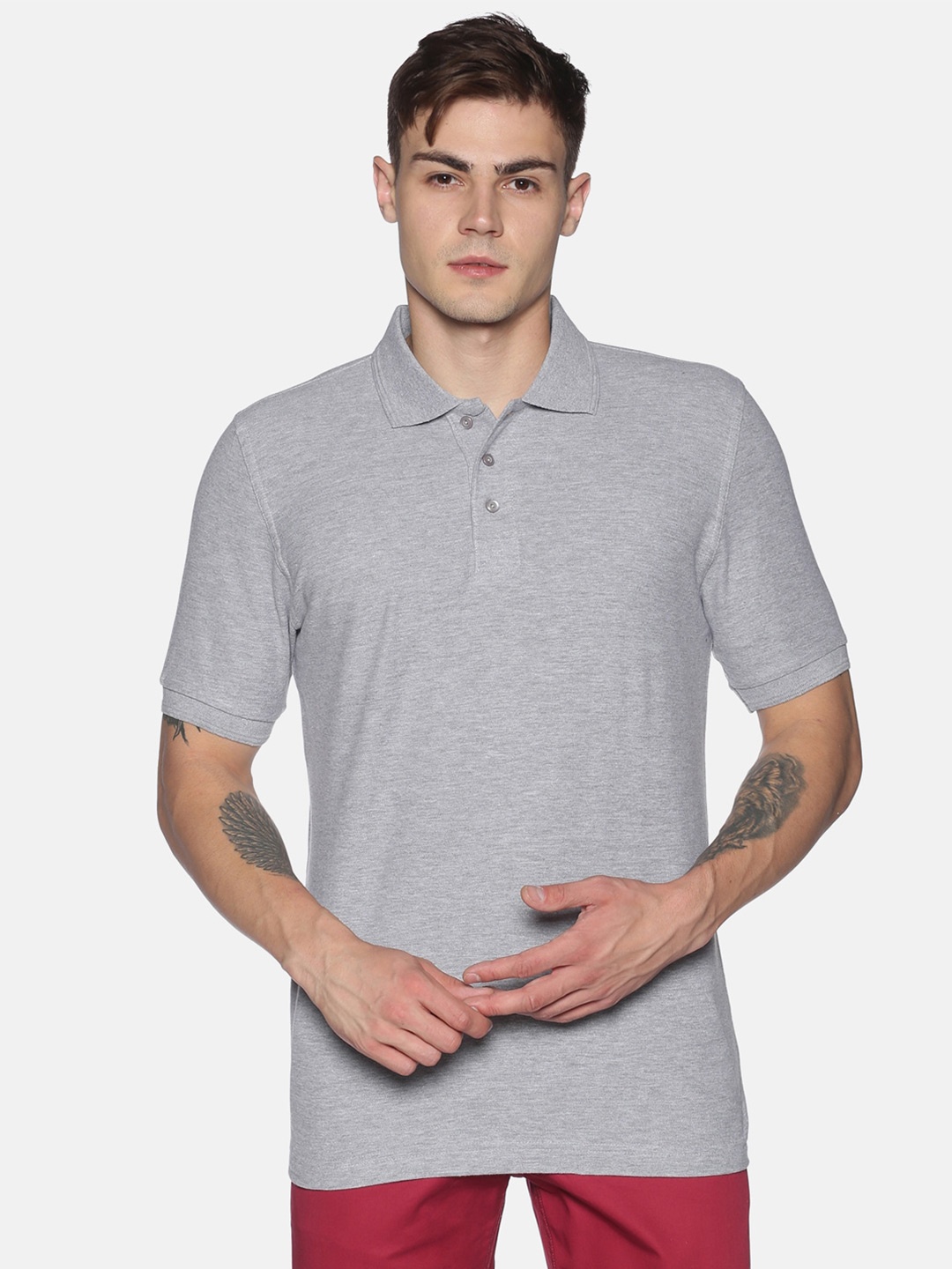 

UrGear Men Grey Polo Collar T-shirt