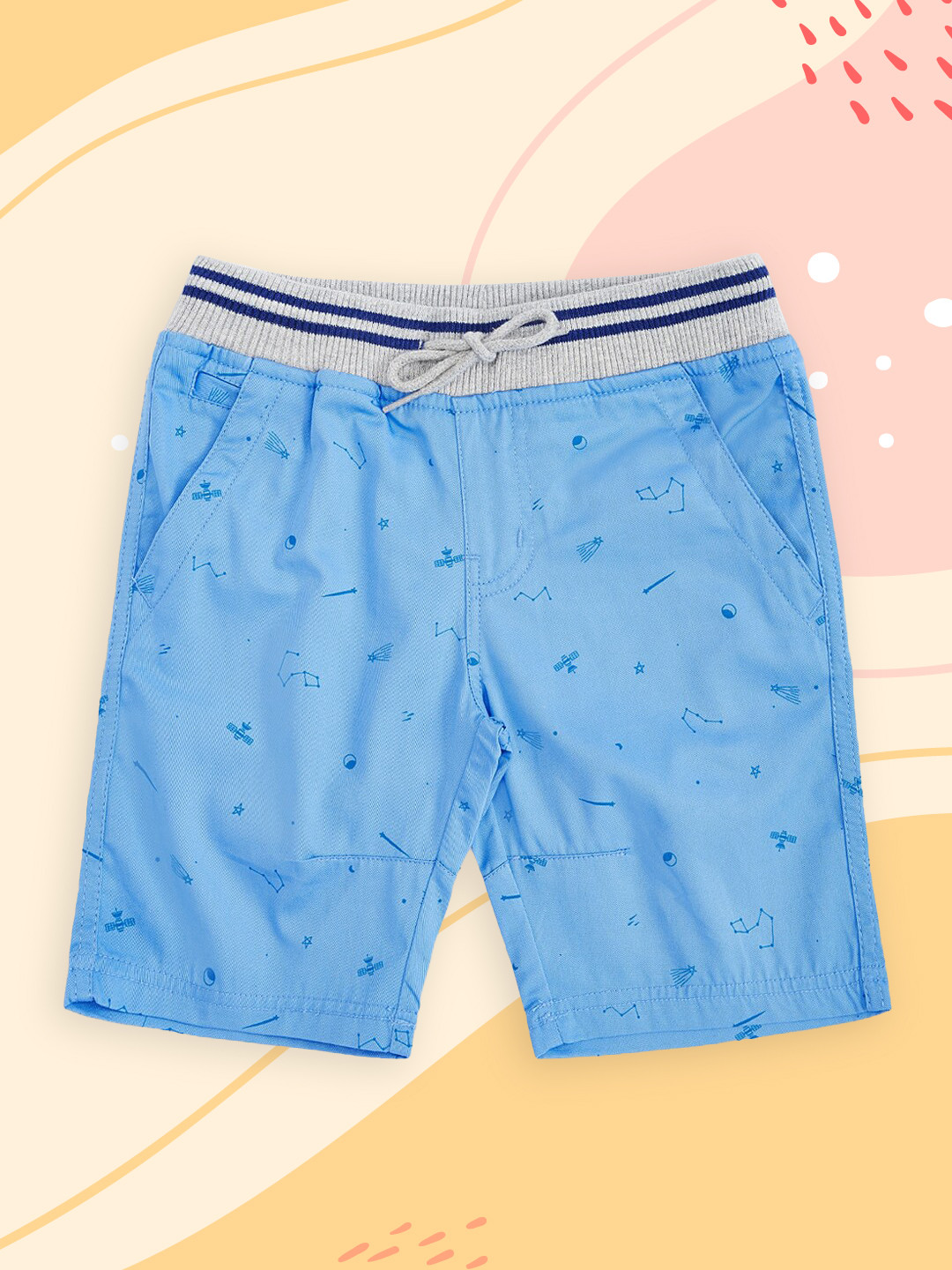 

Pantaloons Junior Boys Blue Conversational Printed Mid-Rise Regular Shorts