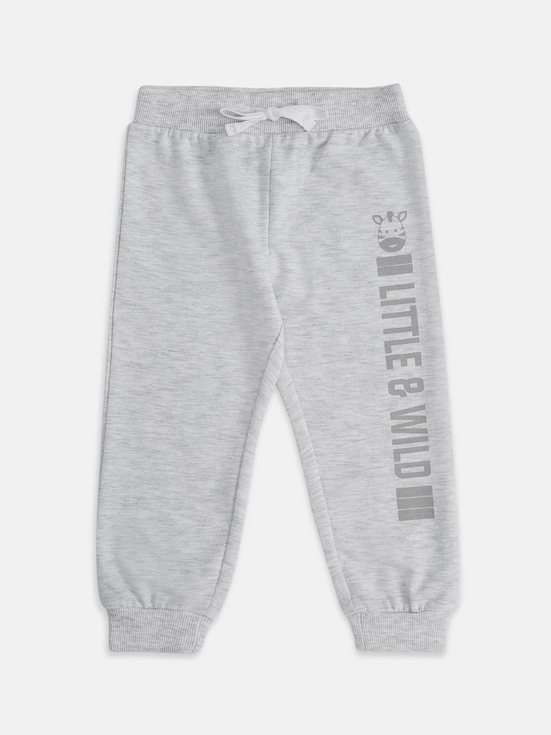

Pantaloons Baby Boys Grey Melange Typography Printed Pure Cotton Joggers