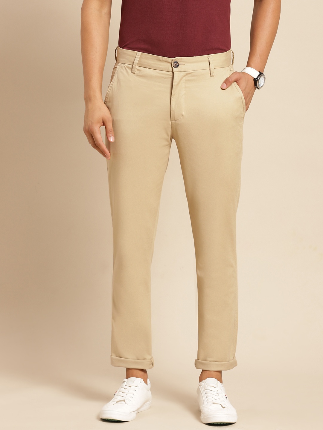

United Colors of Benetton Men Beige Slim Custom Fit Chinos
