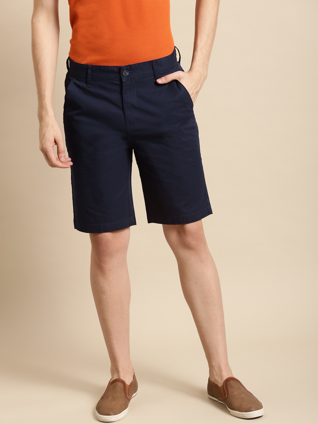 

United Colors of Benetton Men Navy Blue Slim Fit Solid Shorts