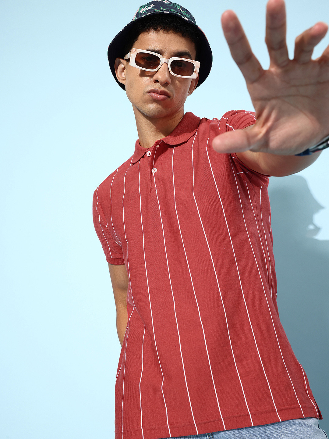 

Mast & Harbour Men Dashing Red Striped Playful Striped Tee Tshirt