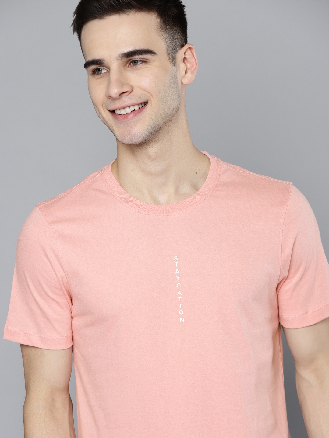 

Mast & Harbour Men Pink Printed Detail Pure Cotton T-shirt