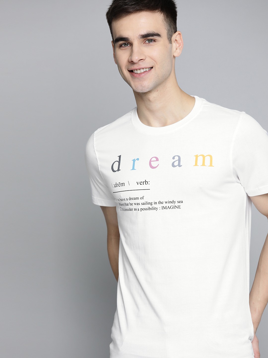 

Mast Harbour Men White Typography Printed Handcrafted Pure Cotton T-shirt