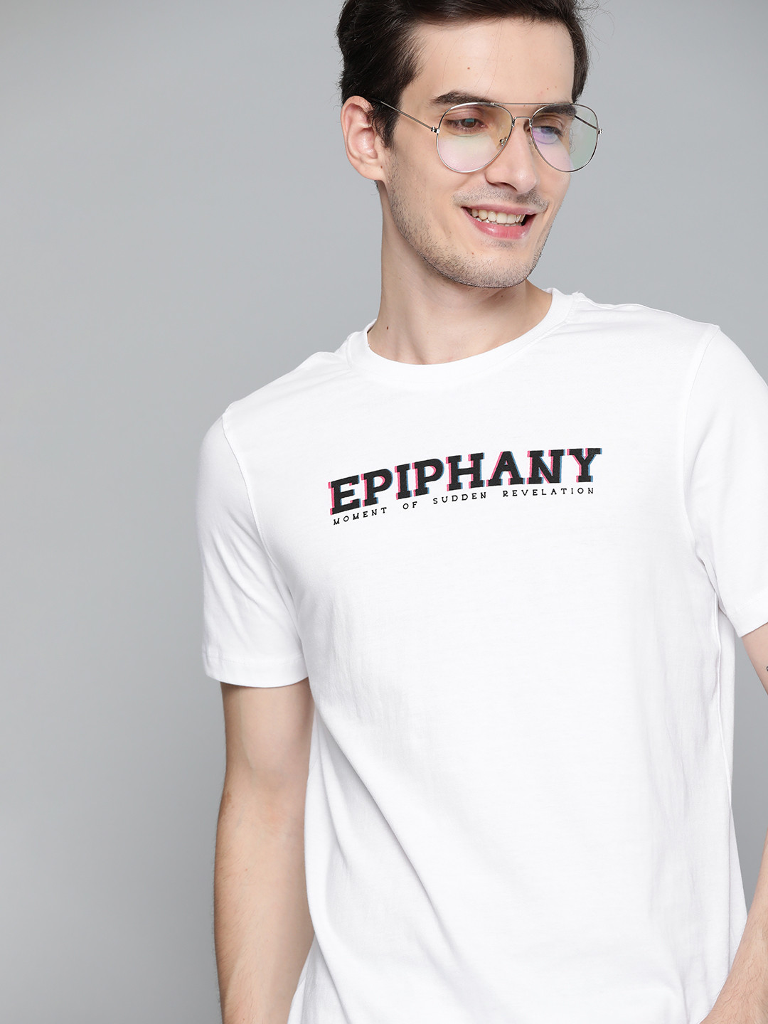 

Mast & Harbour Men White & Black Typography Printed Pure Cotton T-shirt