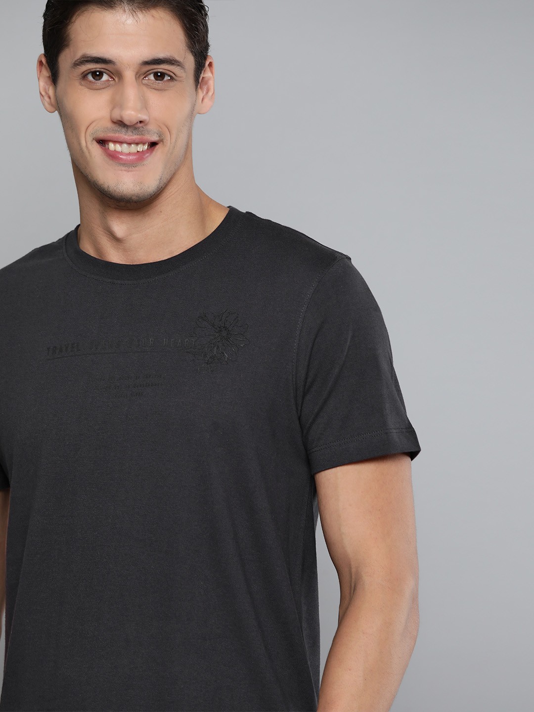 

Mast & Harbour Men Black Pure Cotton Typography Printed T-shirt