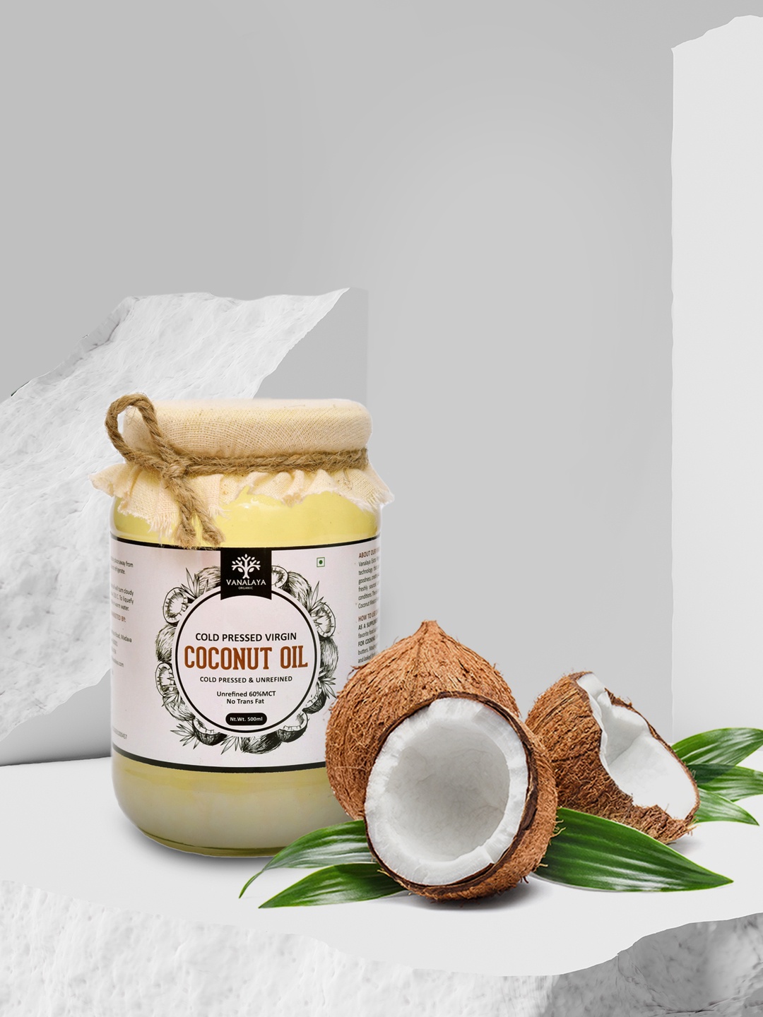 

VANALAYA Pure Cold Pressed Virgin Coconut Oil 500 ml, Off white