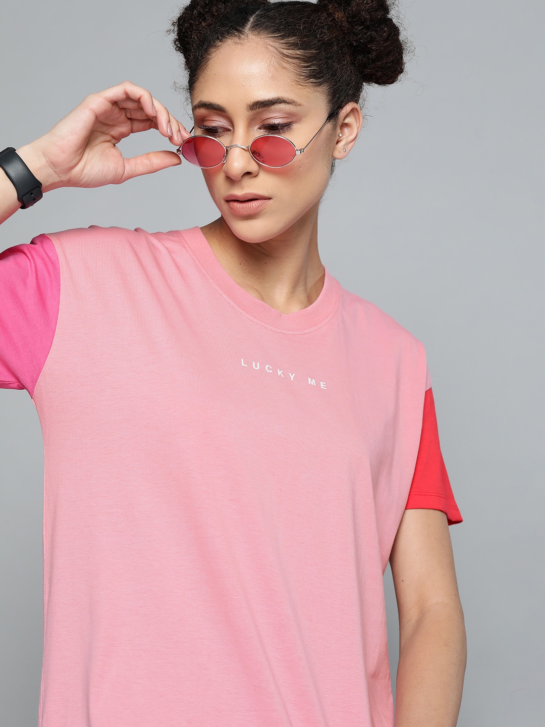 

Kook N Keech Women Pink Printed Detail Pure Cotton T-shirt